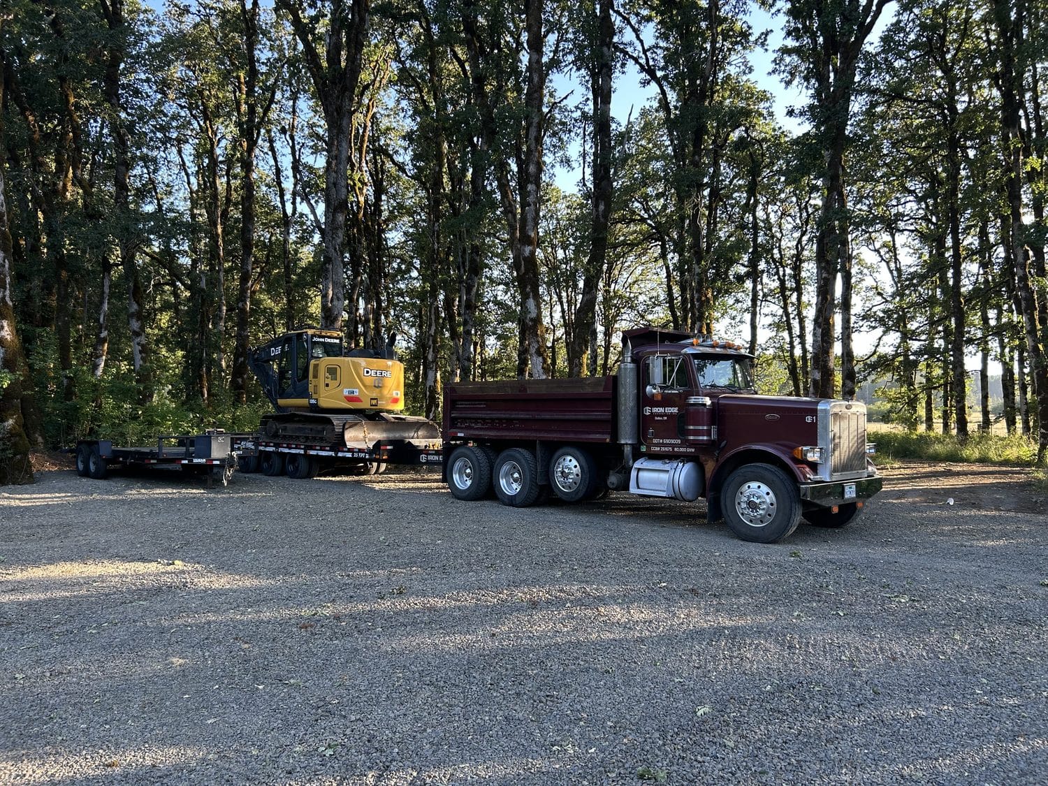 Excavator loaded on the trailer, headed to the next job.